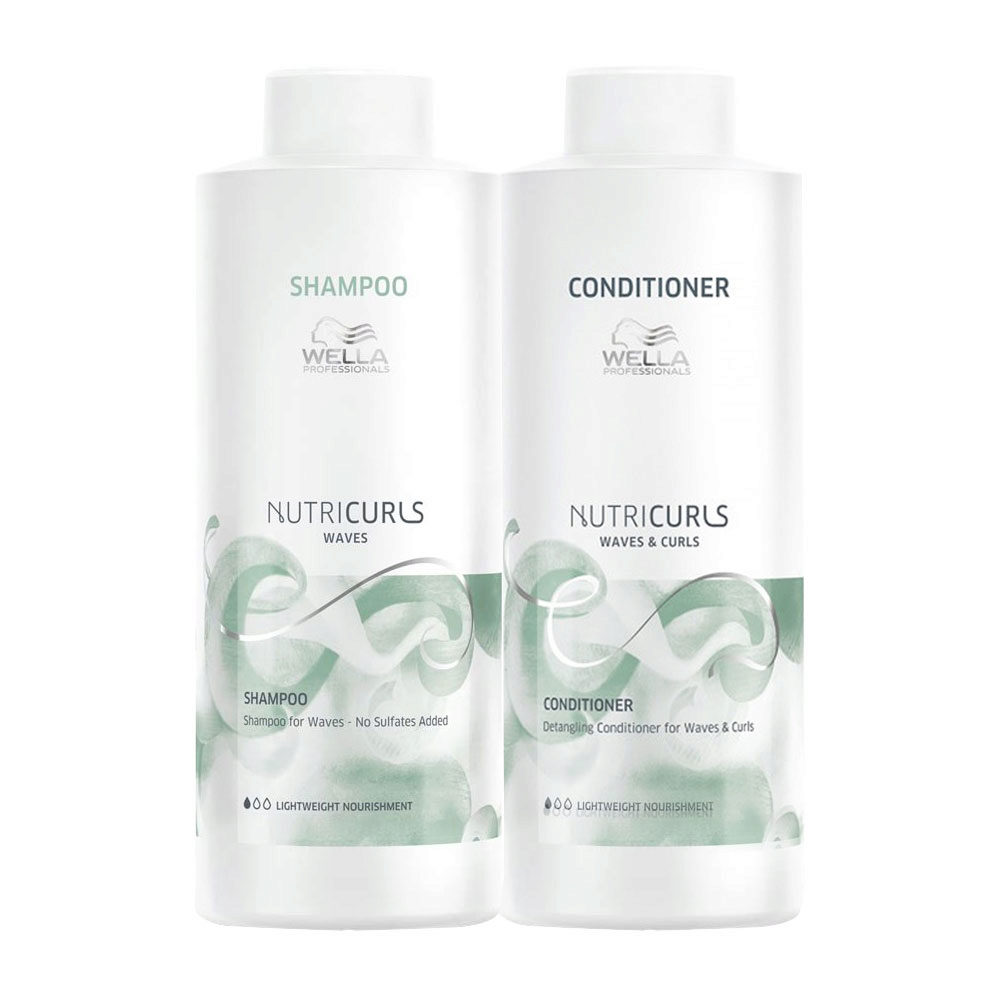 Wella Nutricurls Waves Shampoo 1000ml Conditioner 1000ml Wavy Hair