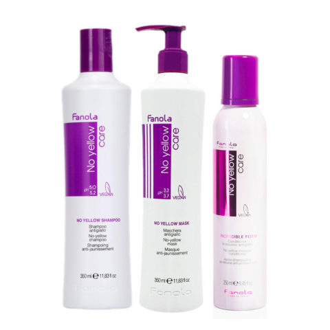 Fanola No Yellow Shampoo 350ml And Mask 350ml Mousse 250ml Anti Yellow For Blond Hair