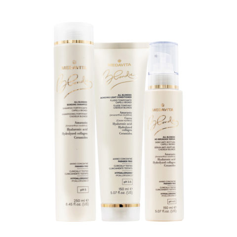 Medavita Blondie All Blondes Bonding Shampoo 250ml Mask 150ml No Breakage Serum 150ml