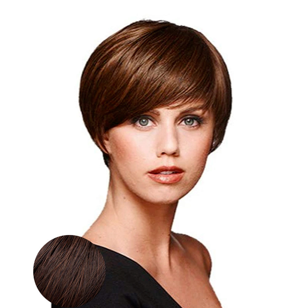 Short auburn wig top