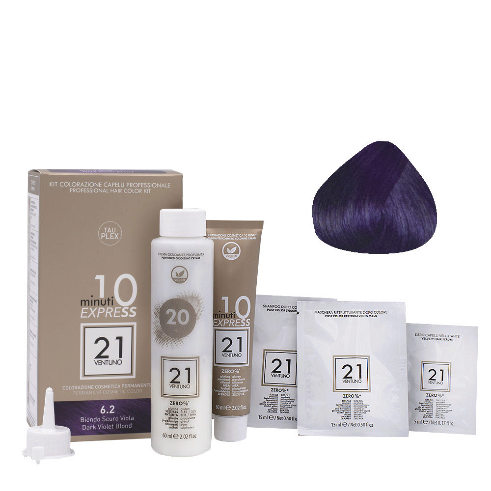 21 Ventuno Professional Hair Dyeing Kit 6.2 Purple Dark Blonde
