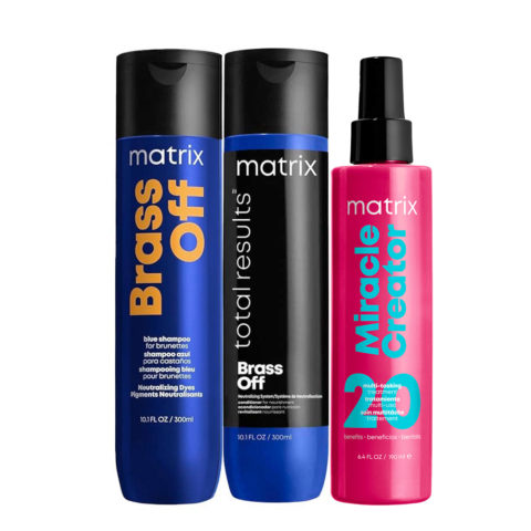 Matrix Total Results Brass Off Shampoo 300ml Conditioner 300ml Miracle Creator 190ml
