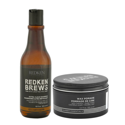 Redken Kit Man Shampoo for Greasy Hair 300ml and Shiny Wax 100ml