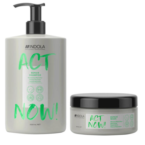 Indola Act Now Damaged Hair Shampoo 1000ml And Restructuring Mask 200ml