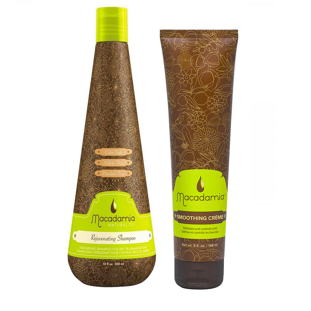 Macadamia Moisturizing Kit for Dry Hair Shampoo 300ml Anti-Frizz Cream 148ml