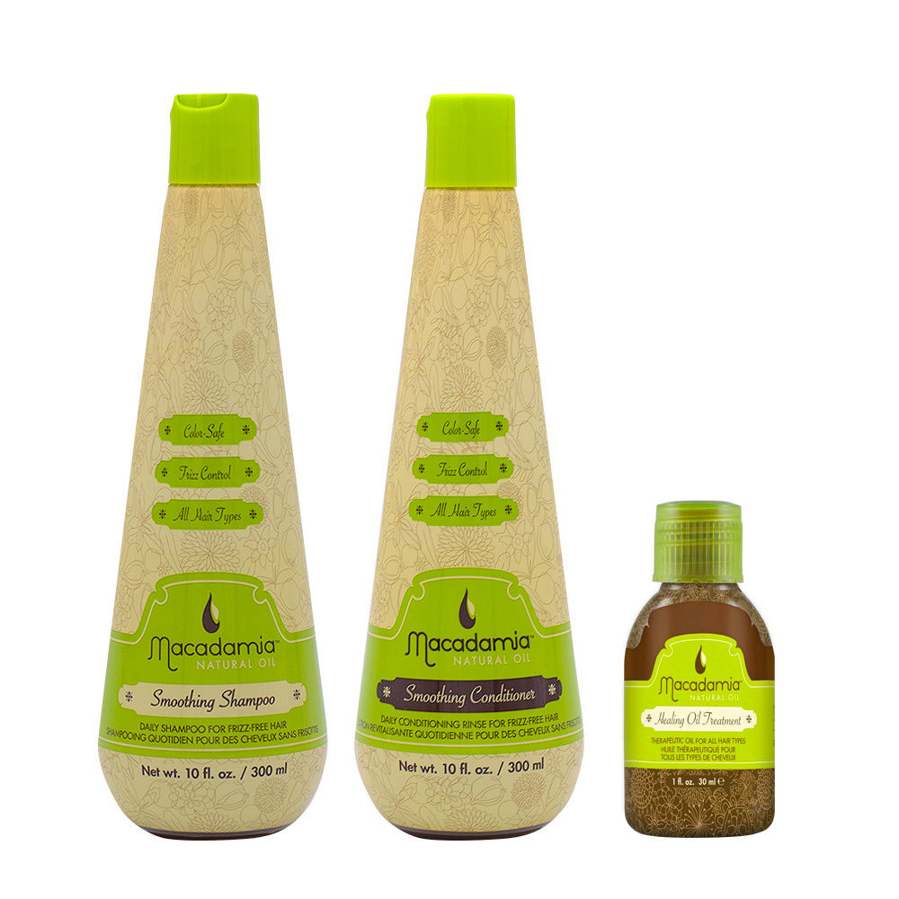 Macadamia Frizzy Hair Kit Shampoo 300ml Conditioner 300ml Argan Oil 27ml