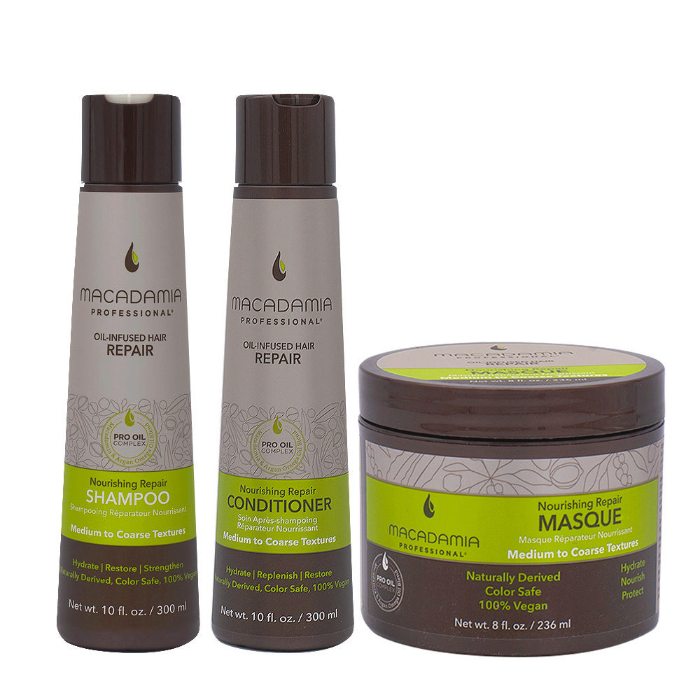 Macadamia Set Damaged Hair Shampoo 300ml Conditioner 300ml Mask 236ml