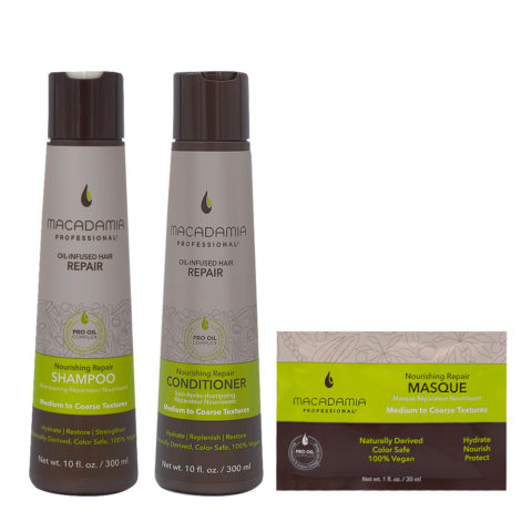 Macadamia Set Damaged Hair Shampoo 300ml Conditioner 300ml Mask 30ml