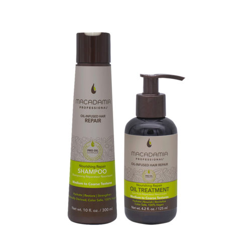 Macadamia Set Damaged Hair Shampoo 300ml and Moisturizing Oil 125ml