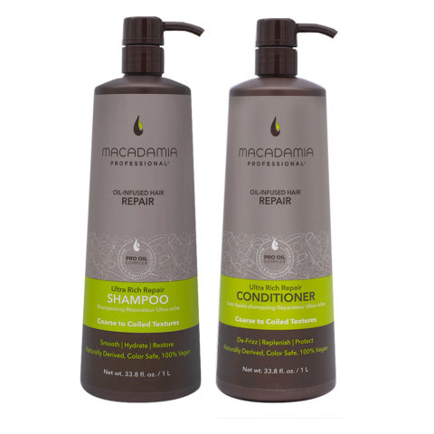Macadamia Set Damaged and Thick Hair Shampoo 1000ml and Conditioner 1000ml