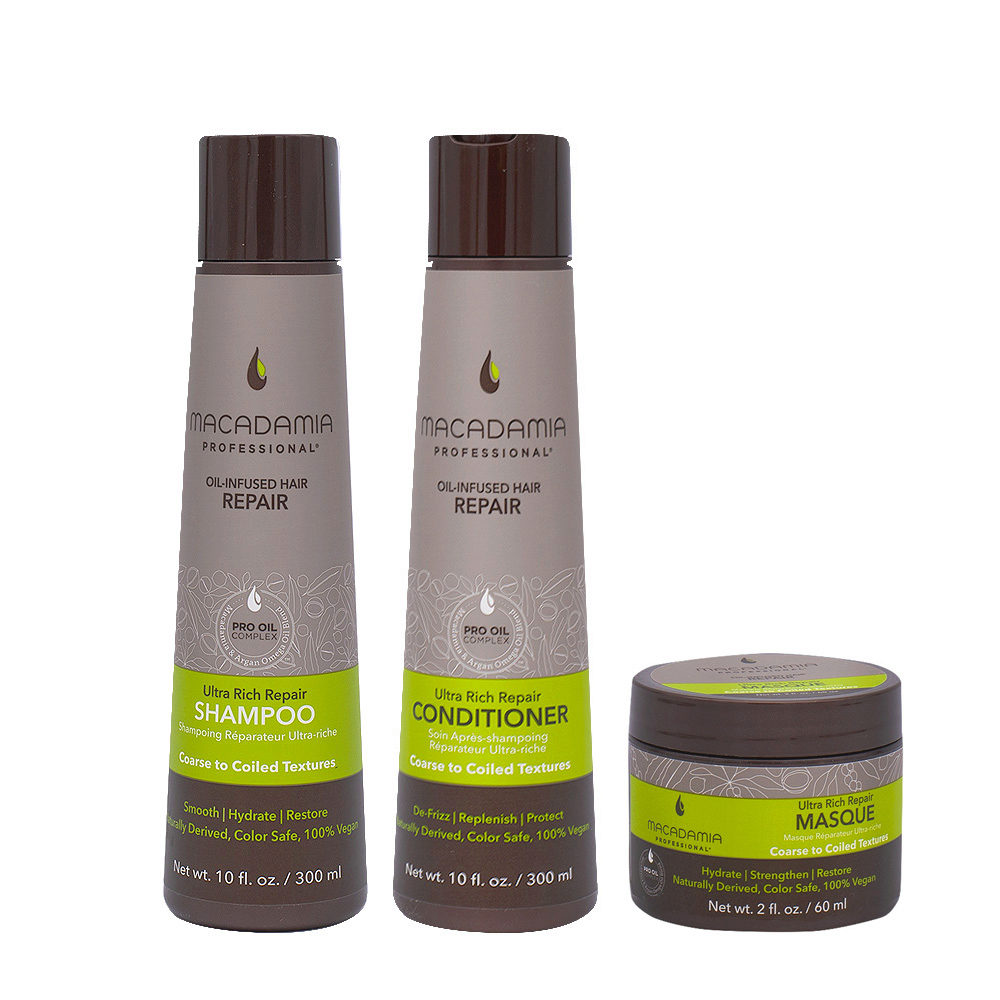 Macadamia Damaged and Thick Hair Shampoo 300ml and Conditioner 300ml Mask 60ml