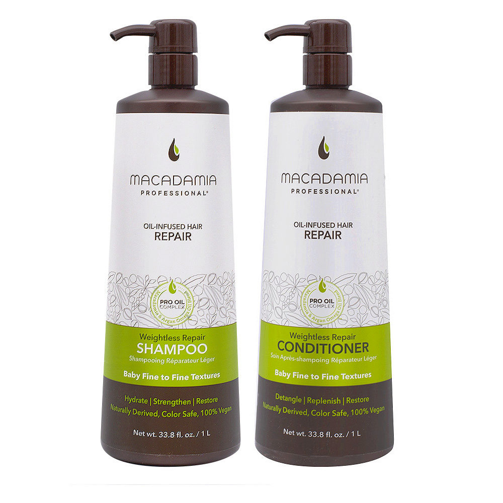 Macadamia Set Damaged and Fine Hair 1000ml Shampoo and Conditioner