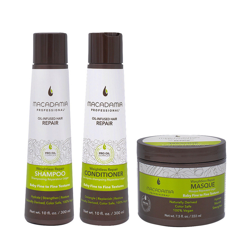 Macadamia Set Damaged and Fine Hair 300ml Shampoo and Conditioner Mask 222ml