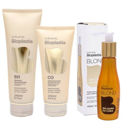 Lowell Bioplastia Shampoo 240ml Conditioner 200ml Fluid 120ml for blonde damaged hair