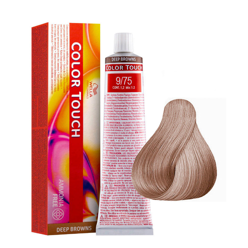 Wella Color Touch Deep Browns 9/75 Very Light Blonde Sand Mahogany 60ml - demi-permanent color without ammonia