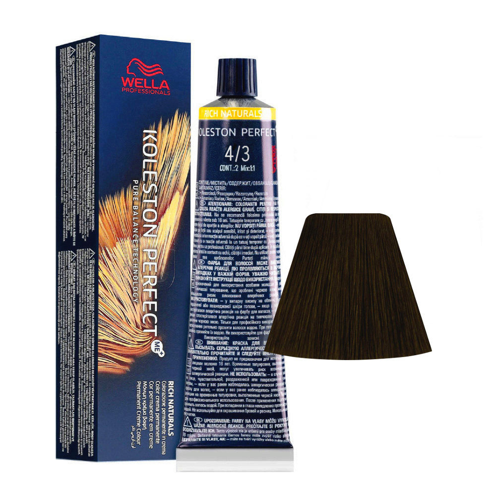 Wella Koleston Perfect Me+ Rich Naturals 4/3 Medium Golden Brown 60ml - permanent colouring