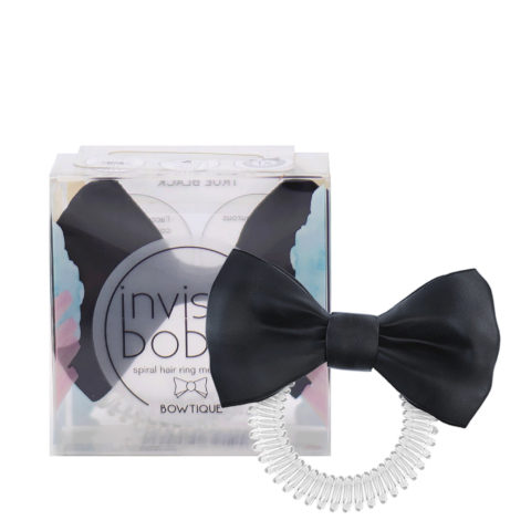 Invisibobble Bowtique True Black - spiral hair ring with black bow
