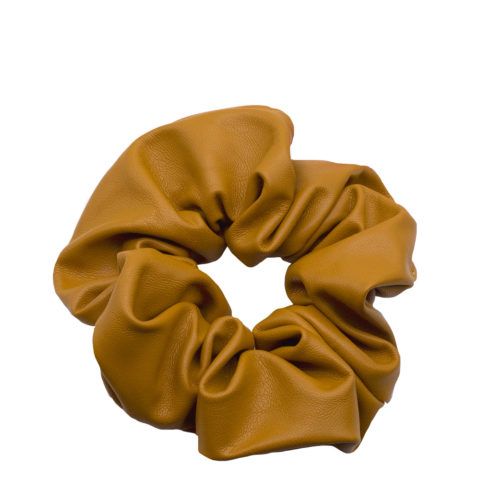 VIAHERMADA Hair Scrunchy in Ocher Faux Leather