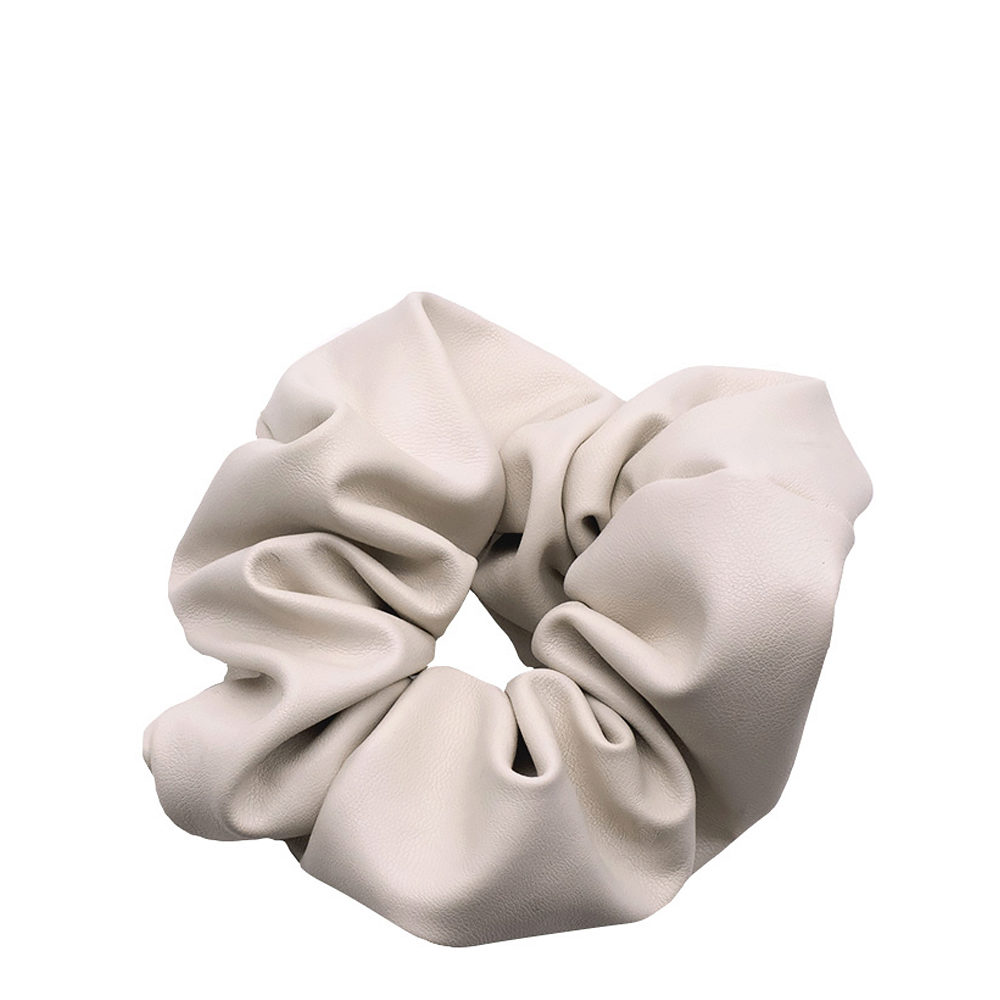 VIAHERMADA Cream Faux Leather Hair Scrunchy