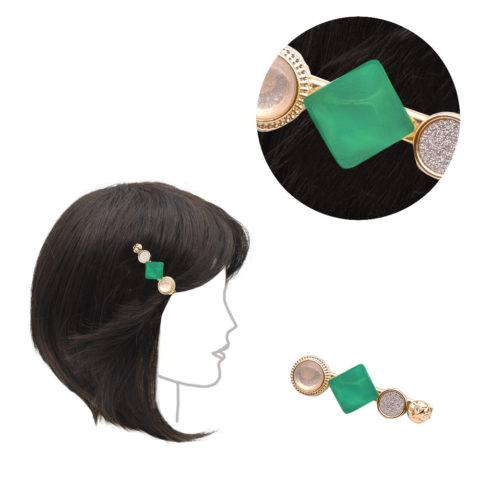 VIAHERMADA Clothespin Clip with Emerald Green Stone 6cm