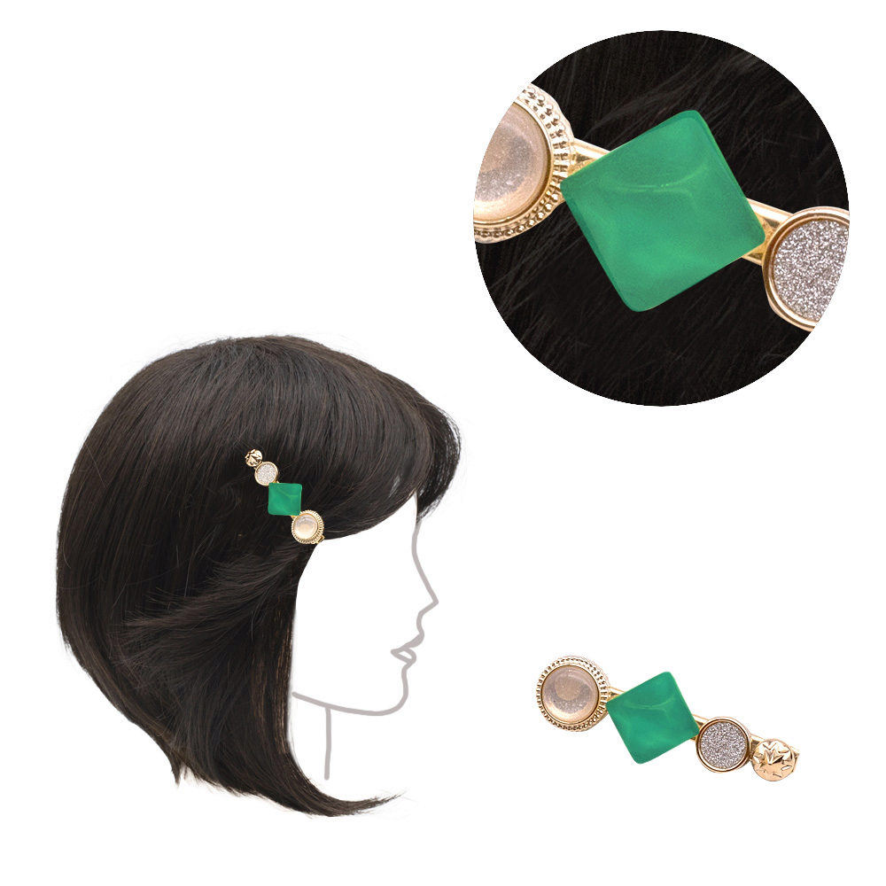 VIAHERMADA Hair Clip with Emerald Green Stone 6cm