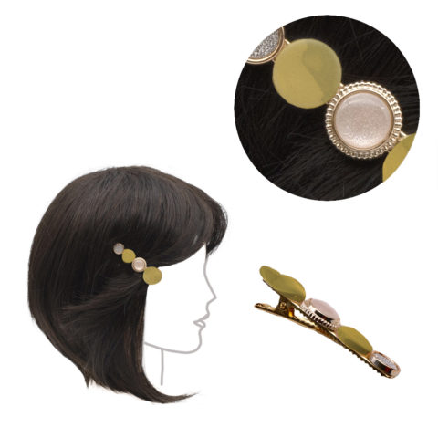 VIAHERMADA Gold Metal Hair Clip with Mustard Yellow decorations 6cm