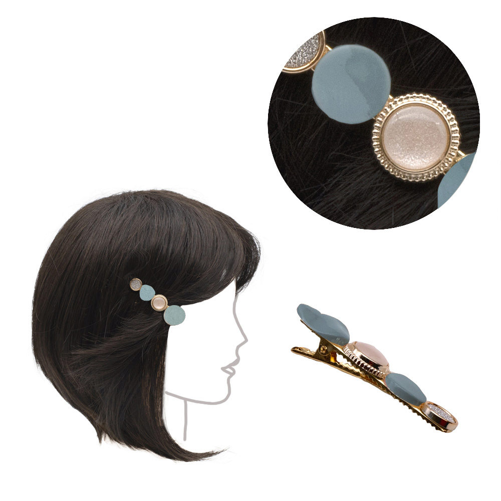 VIAHERMADA Metal Hair Clip with Blue  decorations 6cm