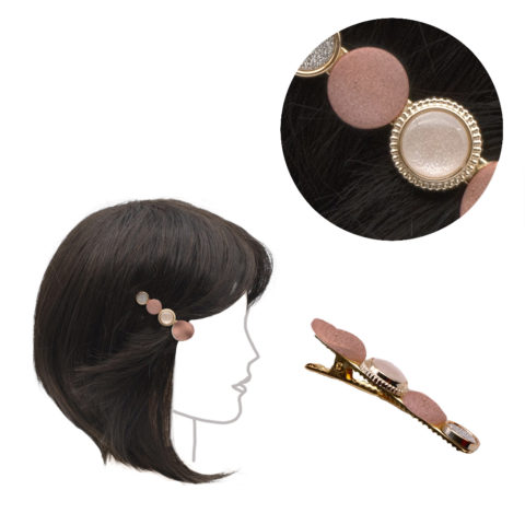 VIAHERMADA Metal Hair Clip with Pink decorations 6cm