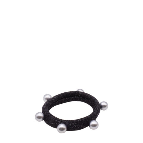 VIAHERMADA Black Hair Elastic with Pearls