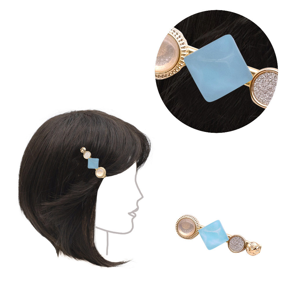 VIAHERMADA Hair Clip with Light Blue Stone 6cm