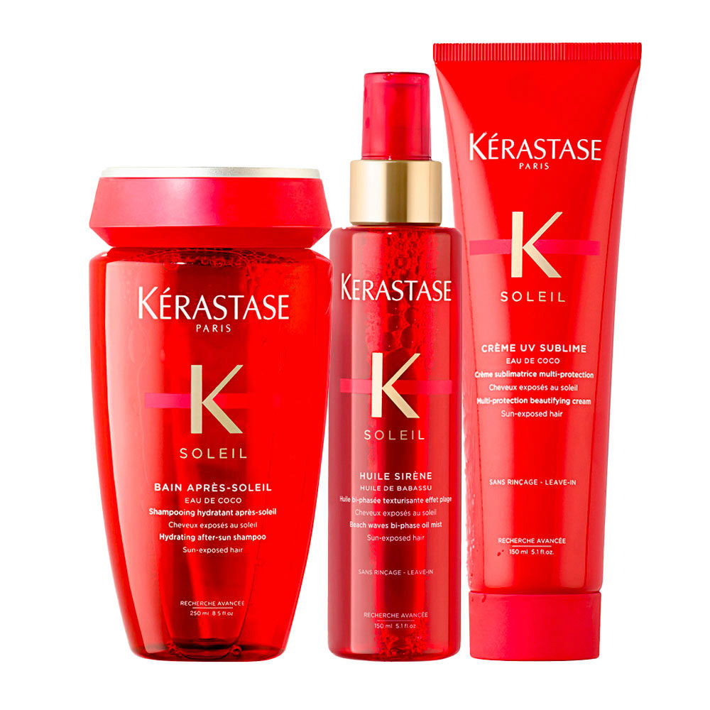 Kerastase Soleil Kit Shampoo 250ml Crème UV Sublime 150ml Huile Sirène  150ml | Hair Gallery