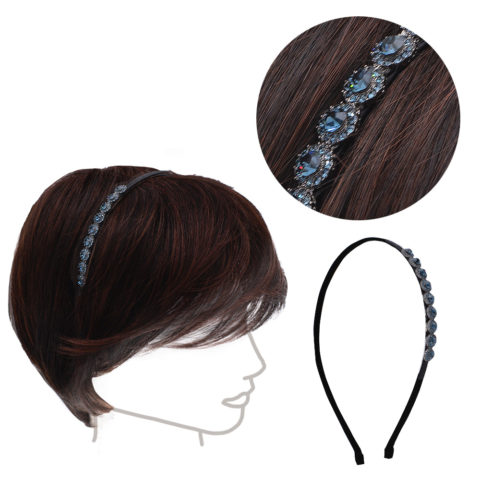 VIAHERMADA Hairband with Blue Crystals and Side Strass