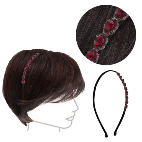 VIAHERMADA Hairband with Red Side Crystals and Rhinestones