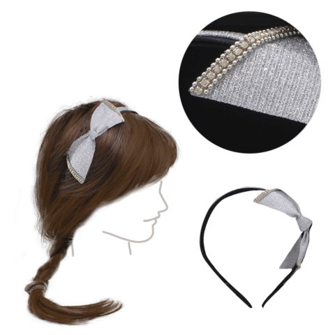 VIAHERMADA Hairband with Silver Bow and Strass