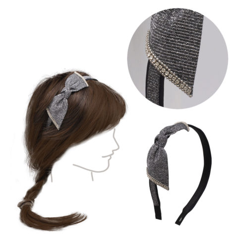 VIAHERMADA Hairband with anthracite bow and rhinestones