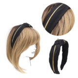 VIAHERMADA Black Lined Headband with Knot on Front