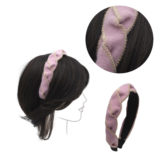 VIAHERMADA Headband in Pink and Gold Braided Fabric