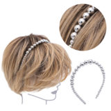 VIAHERMADA  Metallic Silver Pearls Headband 