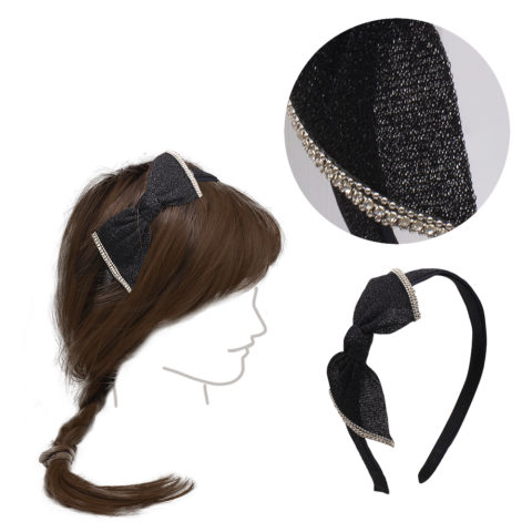 VIAHERMADA Hairband with black bow and rhinestones