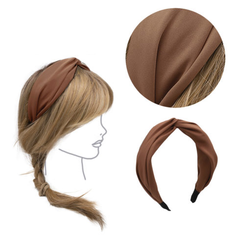 VIAHERMADA Hairband in Brown Fabric with Knot