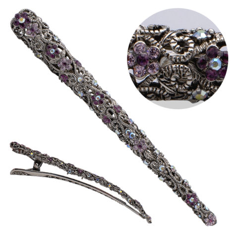 VIAHERMADA Beak-shaped Hair Tongs with Purple Rhinestones