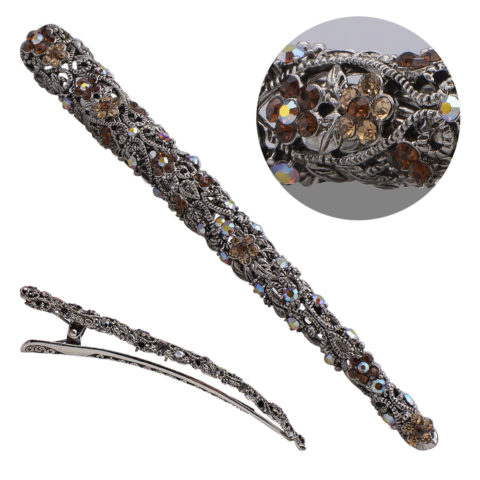 VIAHERMADA Beak-shaped Hair Tongs with Amber Rhinestones