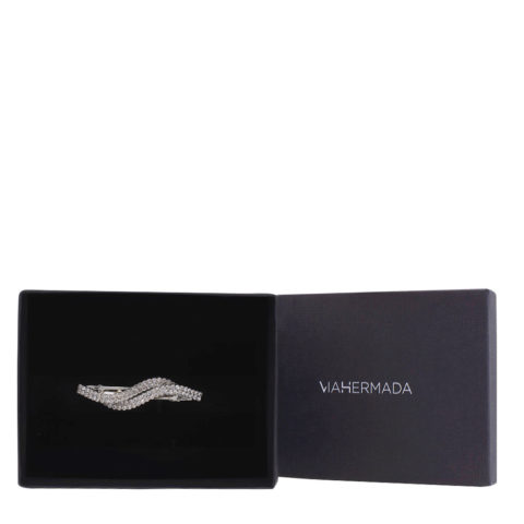VIAHERMADA  Matic Silver Hair Clip with Strass Waves