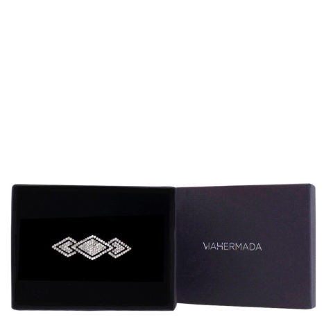 VIAHERMADA Matic hair clip with White rhinestone rhombus