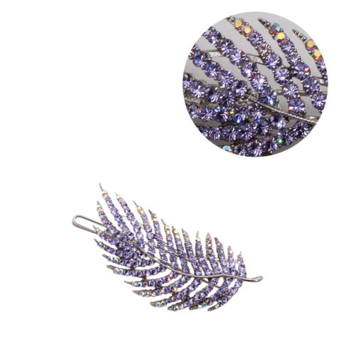 VIAHERMADA Purple Leaf Hair Clip with Rhinestones