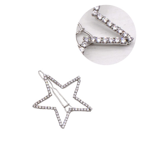VIAHERMADA Silver Star Hair Clip with Rhinestones