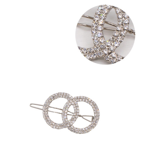 VIAHERMADA Silver Circles Hair Clip with Rhinestones