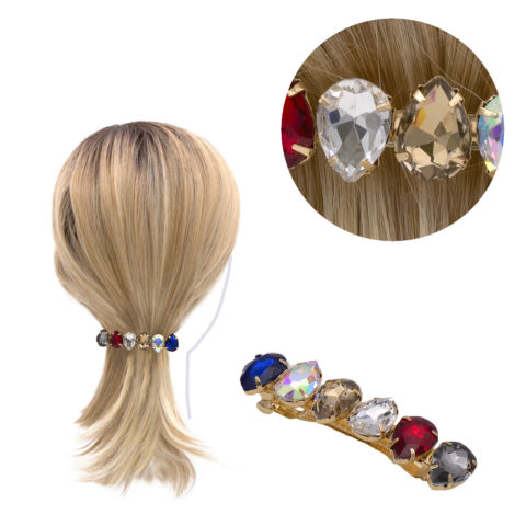 VIAHERMADA Gold Metal Hair Clip with Drop Rhinestones  7.5cm