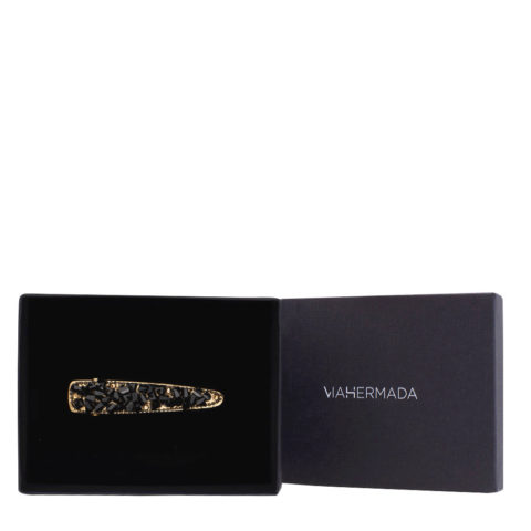 VIAHERMADA Black glass beads clip