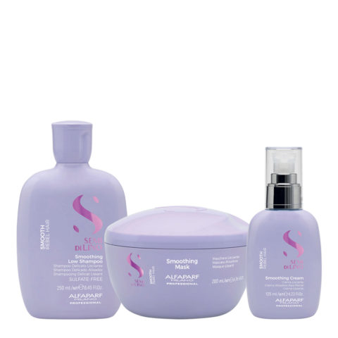 Alfaparf Semi di Lino Smoothing Kit Shampoo 250ml Mask 200ml Cream 125ml - unruly hair